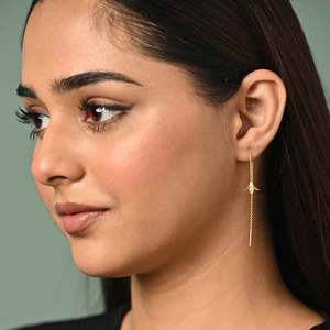 NOVAMART Fine Floral 925 Sterling Silver Drop <b>Earrings</b> with <b>Threader</b> Design Wholesale Export - Product Image 3