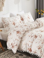 Parure de lit de luxe personnalisable en gros, motif floral classique, 10 pièces, 400 fils, 100 % polyester, housse de couette matelassée en fibre de polyester