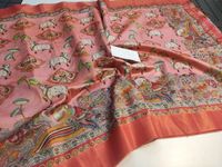 Sari en tissu Blossom, soie douce, bordure Zari, imprimé, avec pièce de blouse contrastante, tenue traditionnelle, lavable, nettoyage à sec