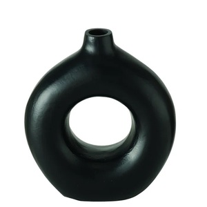 Hot Selling Design <b>Flower</b> <b>Vase</b> Tabletop Home Decoration <b>Black</b> Color Metal Aluminum Restaurant Decoration Custom Logo in Size - Product Image 2