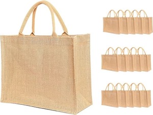 Bolsa de tela de yute con asa Compras Viajes Playa Tote Bolsas grandes Favor de la boda Regalos de fiesta Idea de embalaje Regalo de bienvenida para invitados - Product Image 4