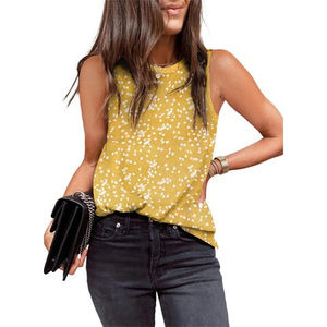 เสื้อกล้ามพิมพ์ลายสำหรับผู้หญิงแฟชั่นเสื้อแขนกุดคอกลมเสื้อลายจุดทรงหลวมแบบเรียบง่ายออกแบบได้ตามต้องการ - Product Image 3