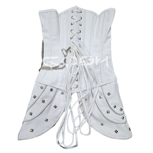 คอร์เซ็ตยีนส์สีขาวพร้อมฮาร์ดแวร์เหล็ก - Product Image 6