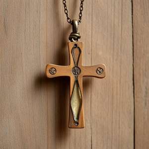 Une croix de bijoux suspendue dans un collier est un accessoire classique et significatif, symbolisant souvent la foi - Product Image 3