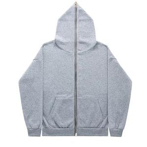 Sweats à capuche avec fermeture éclair complète en coton épais et imprimé brodé avec logo personnalisé pour hommes - Product Image 3