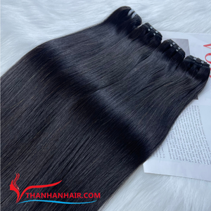 Flash <b>Sale</b> High Quality Weft Hair Make <b>Wig</b> Machine Double Weft Hair Extensions in Natural Color Bone Straight Styles - Product Image 2