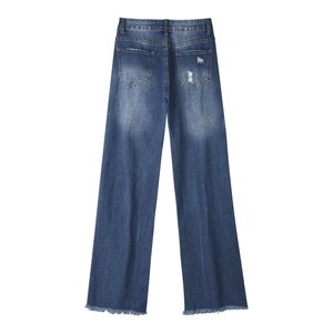 กางเกงยีนส์เอวสูงสำหรับผู้หญิงขากว้างย้อนยุคถูกทำลายเล็กน้อยกางเกงรัดรูปสำหรับสุภาพสตรีสไตล์ Y2K - Product Image 6