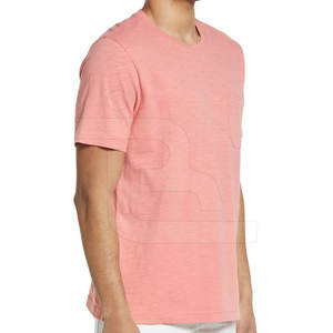 T-shirt unisexe à col en O en polyester/coton épais 100% coton tricoté coupe surdimensionnée avec poche impression personnalisée pour hommes - Product Image 3