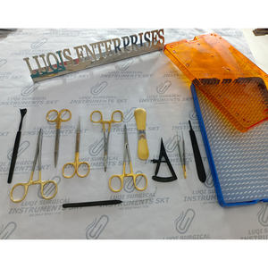 Juego de Instrumentos para Blefaroplastia de 11 Piezas de Acero Inoxidable con Bandeja de Esterilización de Plástico y Tapete de Silicona, Certificado CE - Product Image 1