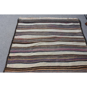 Classic <b>Brown</b> White 3.4 X 9.7ft <b>Wool</b> Rug Turkish Large Area Rectangle Hallway Patchwork Design for Bedside Living Room Latex - Product Image 3