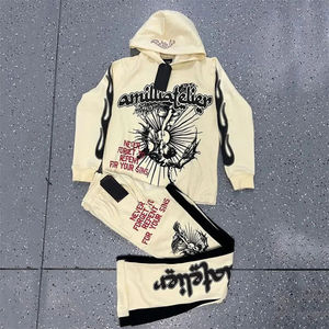 Ensemble de survêtement en molleton français personnalisé de haute qualité pour hommes, pantalon de survêtement vintage en coton, pantalon de survêtement évasé, streetwear, hiver, séchage rapide - Product Image 2