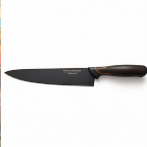 Traditional Wood-Handle Black Edge 23cm Stainless Steel Kitchen <b>Knife</b> <b>Set</b> <b>Sharp</b> Polished Blade for Food Preparation - Product Image 2