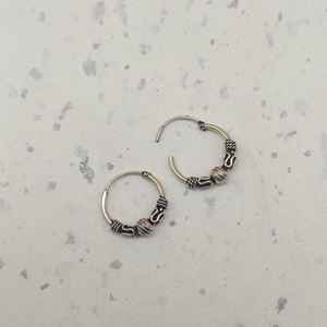 Pendientes de Plata de Ley 925 vintage hechos a mano bohemios Bali joyería de aro artesanal para boda o regalo - Product Image 3