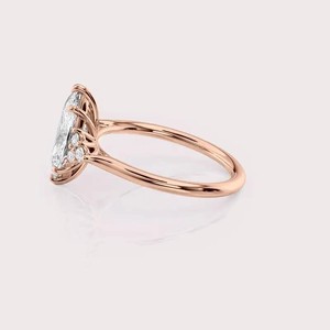 IGI Certified Marquise Shape Lab Created Diamond Engagement <b>Ring</b> 9K Yellow / White & Rose Gold Cluster <b>Ring</b> - Product Image 2