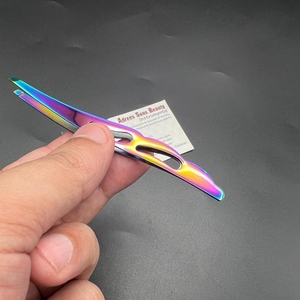 Pinces à épiler professionnelles ASB personnalisées avec logo, durables, légères, en acier inoxydable, inclinées, carrées, pointues, arc-en-ciel, multicolores - Product Image 5