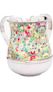 Meilleure vente : Coupe à main en acier inoxydable personnalisée de 5 pouces (40 oz) avec décalcomanie élégante gris-or, pour le lavage des mains juif (Netilat Yadayim), en métal pour bassins - Product Image 4