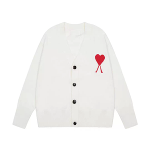 Suéter de punto de color sólido Tops de manga larga con cuello en V suéter abotonado cárdigan de algodón 100% transpirable de alta calidad - Product Image 3