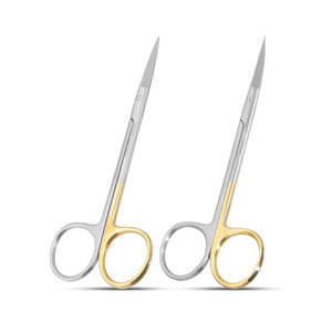 Ciseaux à iris plaqués or 115mm Ciseaux à gencives doublement incurvés Ciseaux à iris droits pour gencives dentaires - Product Image 4
