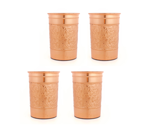 Gobelet en verre de style diamant de cuivre gobelet en métal de cuivre pur de santé ayurvédique 200 ml tasse d'eau en verre d'eau de cuivre nouveau Design - Product Image 4