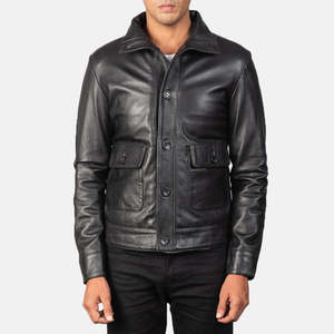 Chaqueta de invierno para hombre de diseño superior con cuello levantado manga completa 100% cuero de alta calidad personalizable precio razonable - Product Image 1