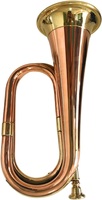 Handcrafted Gold-Plated Brass Cavalry Trumpet Bugle Horn with Vintage Style for Home Decor & Musical Instruments
