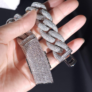 Silver Iced Cuban Link Necklace With VVS Moissanite Diamond Handset Sparkle Luxury Hip Hop Style Statement Chain <b>For</b> <b>Men</b> Women - Product Image 4