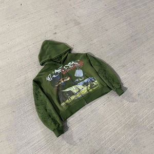 เสื้อมีฮู้ดแบบมีซิปสำหรับผู้ชายเสื้อปักลายแขนโอเวอร์ไซส์สีเขียวออกแบบได้ตามที่ต้องการ - Product Image 2