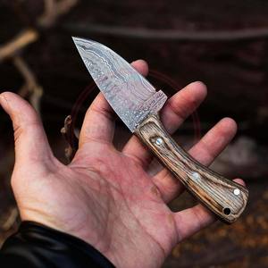 Handmade Damascus Steel Skinner Knife with <b>Leather</b> Sheath Professional Wooden Handle Hunting Skinner Knife - Product Image 5