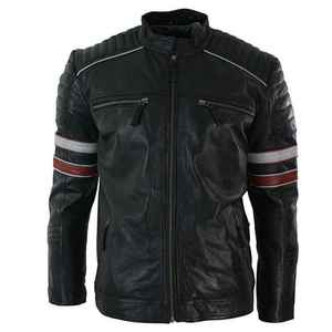 Chaqueta de moto de cuero de vaca Producción OEM para hombres Logotipo personalizado Aceptado Ajuste elegante y protector - Product Image 1