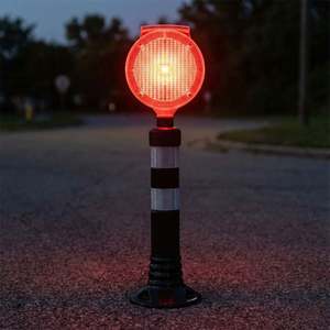 Solar Flashing Traffic Warning <b>Light</b> Set Black Delineator White Reflector PC Plastic Material for Safety for Traffic Application - Product Image 2