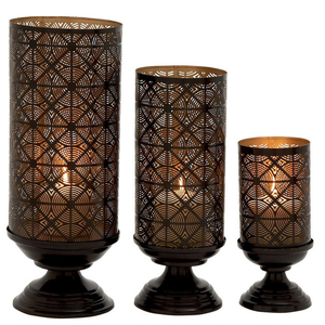 Candelabro de Metal Hurricane con asas de cuero - Product Image 2