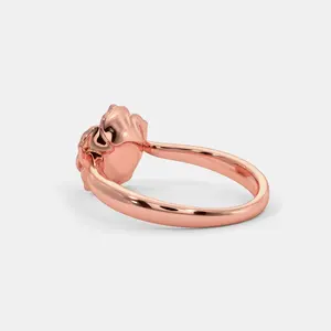 Anillo de Oro Rosa Elegante de 10K, 14K y 18K con Flor y Diamante Cultivado en Laboratorio de 0.15 Ct para Mujer, Proveedor de Joyería al por Mayor - Product Image 5