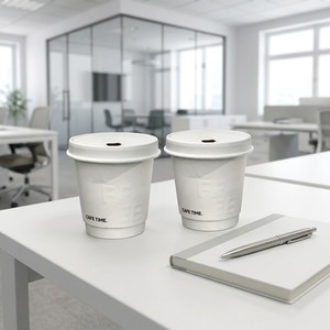 Gobelet à café en papier gaufré personnalisé 8oz/12oz avec couvercle pour emporter - Product Image 3
