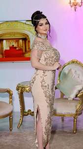 2025 @ robe Badroune pour femmes élégantes traditionnelles algériennes avec perles de verre en cristal embellies, pierre, perles, Dabka, travail Zari - Product Image 2