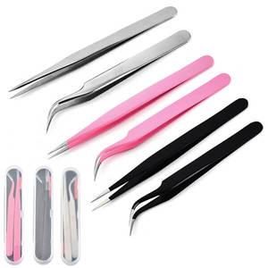 Pinzas para pestañas OEM de marca privada, pinzas para extensiones de pestañas con logotipo personalizado, color rosa, herramientas de belleza para maquillaje, venta al por mayor - Product Image 5
