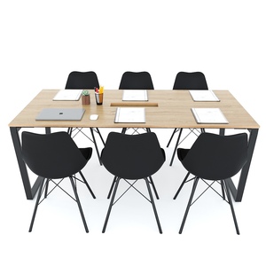 Ministral Design 180x90cm Meeting <b>Table</b> with Iron Trapeze Legs Melamine-Coated Plywood for Hotels and <b>Offices</b> HBTC042 - Product Image 3