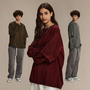 Streetwear personnalisé sérigraphie lavé usé à manches longues double couche T-shirt hommes semblables deux pièces T-shirt pour hommes - Product Image 4