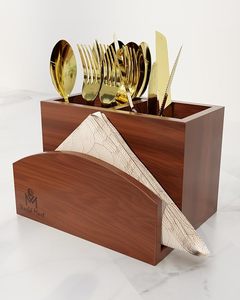 Porte-couverts en bois pour la décoration de la table à manger et solution de rangement pratique pour un usage quotidien à la maison - Product Image 3