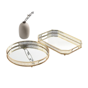 Bandeja sencilla elegante de metal en almacenamiento de alimentos de nueces de diseño de lujo con asas Bandeja de fruta seca plateada para uso regular - Product Image 4