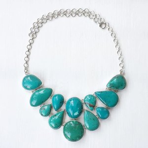 Turquoise 925 Sterling <b>Silver</b> <b>Necklace</b> Jewelry, Fashion Newest <b>Silver</b> Gemstone Cluster Squash Blossom Turquoise <b>Necklace</b> - Product Image 1
