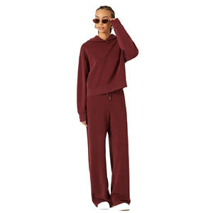 Haut court à capuche oversize pour femme, en coton épais, de haute qualité, style décontracté hiver, couleur unie, coupe évasée, avec logo personnalisé - Product Image 1