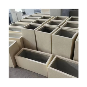 Grand pot <span class=keywords><strong>de</strong></span> plantes rectangulaire moderne, grand pot <span class=keywords><strong>de</strong></span> fleurs nordique simple <span class=keywords><strong>en</strong></span> <span class=keywords><strong>fibre</strong></span> <span class=keywords><strong>de</strong></span> <span class=keywords><strong>verre</strong></span>, vase d'extérieur <span class=keywords><strong>en</strong></span> <span class=keywords><strong>fibre</strong></span> d'argile pour le jardin - Product Image 1