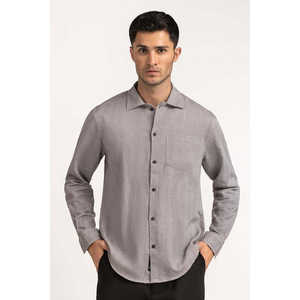 เสื้อเชิ้ตผู้ชายลำลองเนื้อผ้าป๊อปลิน 100% ผ้าฝ้าย ระบายอากาศได้ดี สีพื้นเรียบง่าย เหมาะสำหรับธุรกิจ - Product Image 1