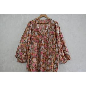 Robe bohème en coton imprimée à la main pour femmes, naturelle, lavable, respirante, tenue d'été - Product Image 4