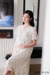 ชุดคลุมท้องผ้าไหมผ้าชีฟองปักลายดอกไม้ใส่สบายไม่เปลี่ยนสี V1159-Straight ฤดูร้อน - Product Image 6