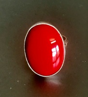 Bague en argent sterling 925 unique en corail rouge Bague faite à la main Bague en pierre précieuse de corail rouge véritable