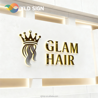 Panneaux de marque à LED pour les salons de beauté Installation facile miroir plaqué or lettre métal logo signalisation commerciale