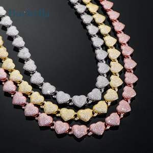 Vente flash Collier ras du cou cubain en argent sterling 925 de 10 mm en forme de cœur pour femmes Style hip-hop Mariage Moissanite - Product Image 4