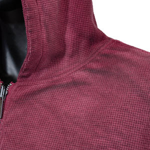 Sweat à capuche zippé Sportish Impex Premium en maille gaufrée brodée 3D, délavé à l'acide, épaules tombantes, vintage, effet vieilli, bordeaux - Product Image 2