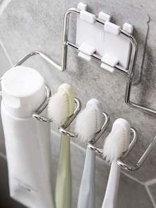 Porte-brosse à dents en métal durable pour la routine quotidienne de la salle de bain familiale, prenant en charge le stockage de plusieurs brosses à dents - Product Image 5